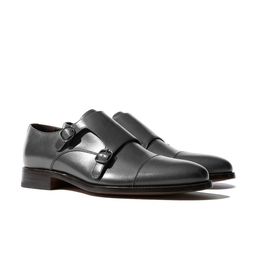 Rapawalk Grey Handcrafted Standard Width Leather Monks-image-31