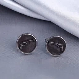 COSA NOSTRAA Engraved Round Shaped Power Gun Cufflinks-image-79