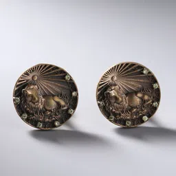 COSA NOSTRAA Gunmetal-Toned & Gold-Toned Zodiac Sign Cufflink-image-16