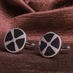 JEWEL JUNCTION Silver-Toned Round Cufflinks-image-93