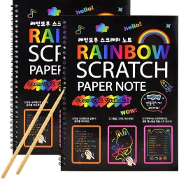 A4 Rainbow Art Scratch Paper Book Sheets with Stylus, COMBO Sketch Pad-10
