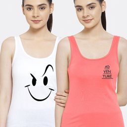 Friskers Women 2 White & Red Tank Top-26