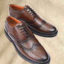 Nico Nerini Men's Carea Brown Leather Brogue Shoes Derby For Men-image-36
