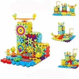 smallneeds 101 piece interlocking learning blocks motorized spinning gear building toy set- Multi color image 4