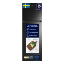 Electrolux UltimateTaste 300 360 Litres 2 Star Frost Free Double Door Refrigerator with Door Alarm (ETB3700K-H, Glossy Black Steel)-picture-8