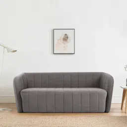 amberville from pepperfry Candler Velvet 3 Seater Sofa In Grey Colour-picture-0