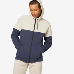 Men Gym Straight-Fit Zip Hoodie With Pocket 520 - Dark Blue Linen-image-4