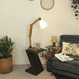 symplify Patrice Wooden Shelf Floor Lamp with Wooden Shade & Brown Base-picture-44