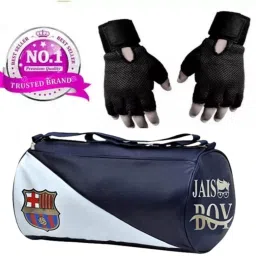 15 L Gym Duffel Bag - Combo set of Gym bag and high qualtiy Gloves (Black, Free Size) - Blue-image-24