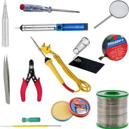 25W Soldering Iron, Solder Wire, Iron Stand, Cutter, Paste Flux, Tweezer, Pump, Tester, Bit, Magnifying Glass, Tape, Screw Driver 25 W Simple-image-52