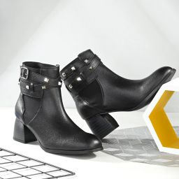 EL PASO Women Black Faux Leather Casual Slip On Boots Boots For Women-image-23