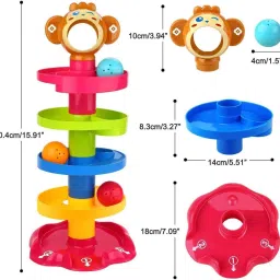 little funky 5 layer ball drop and roll swirling tower for toddler development educational image 4