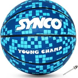 Young Champ Series | Basketball for Kids age 4-8 years | Soft Rubberised | Blue Basketball - Size: 3-22