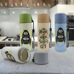 Mini 350ml Glass Water Bottle with Outer Plastic Body | Leak-Proof & BPA-Free 1999 ml Bottle-image-20