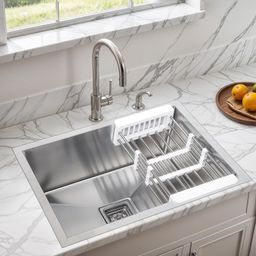 messina 21 X 18 X 10 HANDMADE KITCHEN SINK SOUND PROOF SINGLE BOWL MATT FINISH SINK FOR KITCHEN_A81 Vessel Sink-picture-5