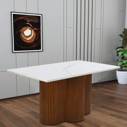 casacraft from pepperfry Leya Solid Wood 6 Seater Dining Table With White Marble Top-picture-13