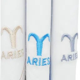 Tatsam handkerchief set for men and boys zodiac design "Aries" cotton handkerchief ["White"] Handkerchief-picture-46