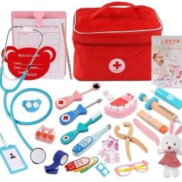 Doctor Kit for Kids Wooden Dentist Set with Working Stethoscope Doctor Playset-image-47