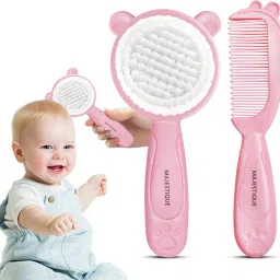 Baby Hair Care Set, Brush & Comb, Soft, Safe for Newborns - 2Pcs/Mutlicolour-18