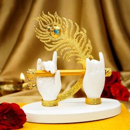 Lord Krishna Hands with Flute Idol | Krishna Statue for Car Dashboard | Decorative Showpiece - 10 cm-image-63