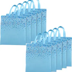 Non-Woven Top Leaf Shopping Bags for Grocery|Pack of 10|Large|Sky Blue Pack of 10 Grocery Bags-image-24