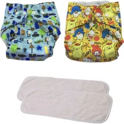 All New Solid Stylish Reusable Printed Multicolour Cloth Button diaper With Whi-9