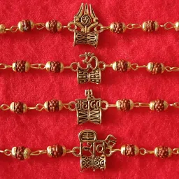 Rudraksh COMBO/4/3 Assorted, Gold Finish Rakhi Set-22