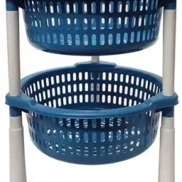 2 Steps Kitchen Rack Fruits Vegetables Basket Tray for Kitchen & Office Plastic Fruit & Vegetable Basket-image-9