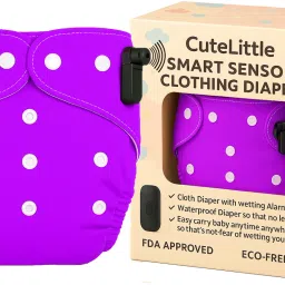 Smart Purple Cloth Diaper with Wetness Alert Sensor -Reusable, Soft on Baby Skin-image-12
