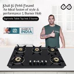 Surya Primecook 5 Burner Hobtop Black Glass Manual Hob-image-82