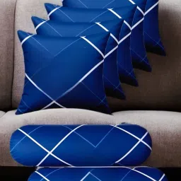 Combo Set Of 5 Cushion And 2 Microfibre Abstract Bolster Pack of 7-5