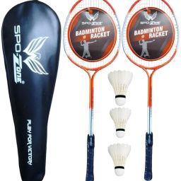 Badminton Racket Set - 2 Rackets 3 Shuttlecocks with Full Cover Badminton Kit-image-96