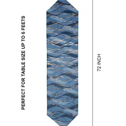 DREAM WEAVERZ  Blue & Brown Abstract Printed Table Runner image 2