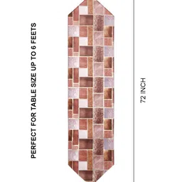 DREAM WEAVERZ Brown & White Abstract Printed Table Runner image 2