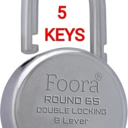 foora Pad Lock Round 65mm with 5 Keys, 8 Lever Double Locking Technology Padlock image 5