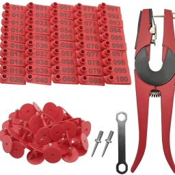 Cattle Ear Tags Set 001-100 Red Easy Applicator Needle Nose Plier-image-62