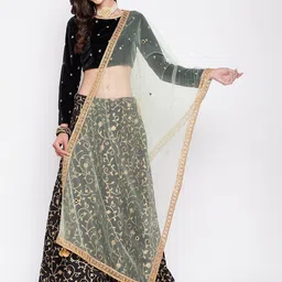 Clora Creation Sequinned Tasselled Border Dupatta-6