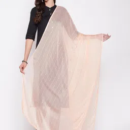 Clora Creation Striped Embroidered Dupatta with Sequinned-image-7