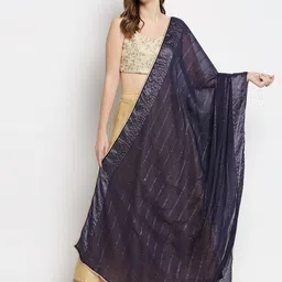 Dupatta Bazaar Striped Dupatta with Sequins Weaving-49