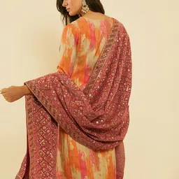 Soch Printed Velvet Dupatta with Sequinned image 4