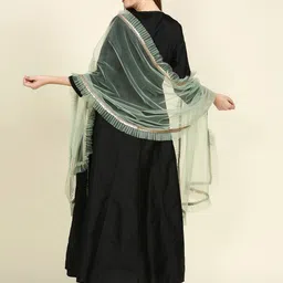 Dupatta Bazaar Ruffle Embellished Border Net Dupatta image 4