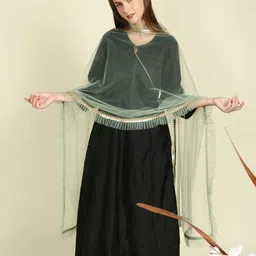 Dupatta Bazaar Ruffle Embellished Border Net Dupatta image 5