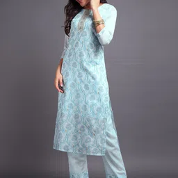 DISHWA FASHION Regular Sequinned Chanderi Silk Straight Kurta with Trousers & Dupatta-picture-24