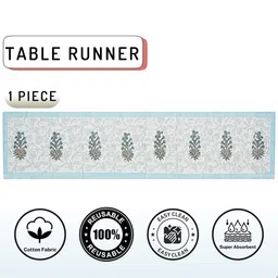 LIVING ROOTS White & Blue Printed Table Runner image 3