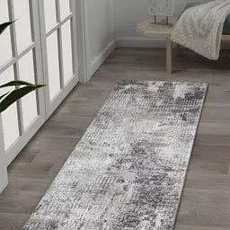 OBSESSIONS Charcoal & Cream Abstract-Printed Anti-Static Floor Runner-16