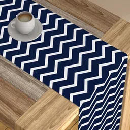 AEROHAVEN Navy Blue & White Digital Printed Table Runner-24