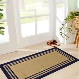 Homitecture Navy Blue & Beige Rectangle Pure Jute Fiber Floor Runner-picture-36