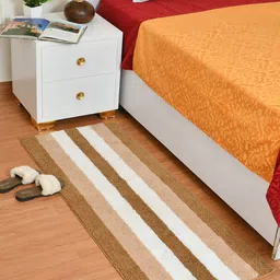 Hammer Home Beige & White Striped Antislip  Kitchen & Bedside Runner-51