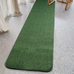 Saral Home Green Solid Anti Slip Polyester Kitchen Runner-46