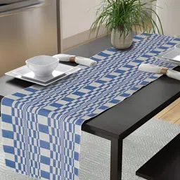 KLOTTHE Blue Printed Pure Cotton Table Runner-50